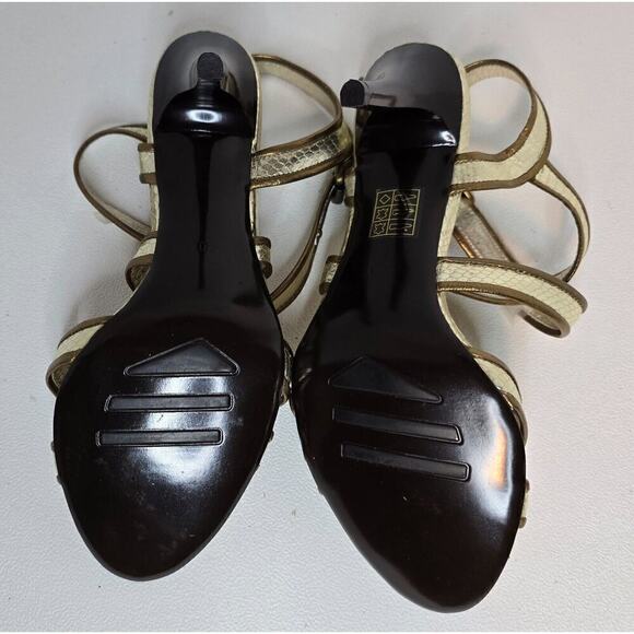 Women's shoes CafèNOIR EU 40 (US 9) Sandals Heels gold/bronze trim leather NEW - Picture 8 of 10